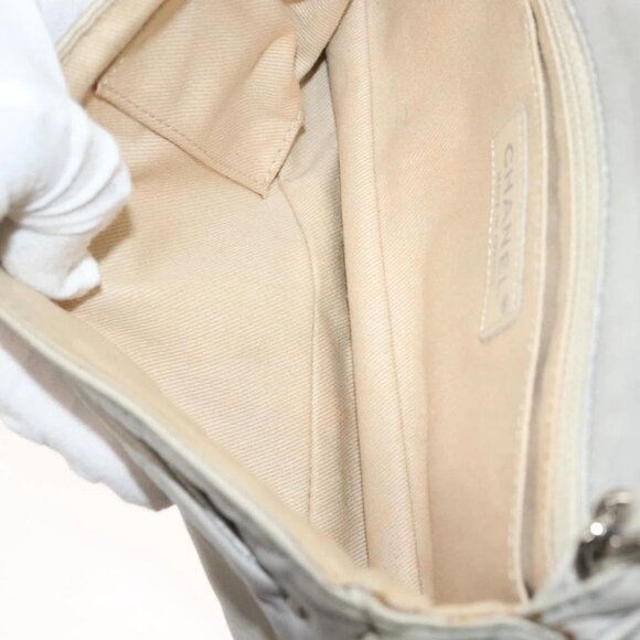 CHANEL Chain Shoulder Bag Lamb Skin Ivory Silver CC Auth 134523 - Picture 11 of 16